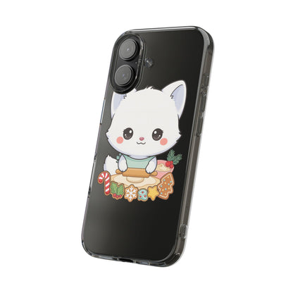 Christmas Fox Clear Phone Case, Kawaii Cookie Baker