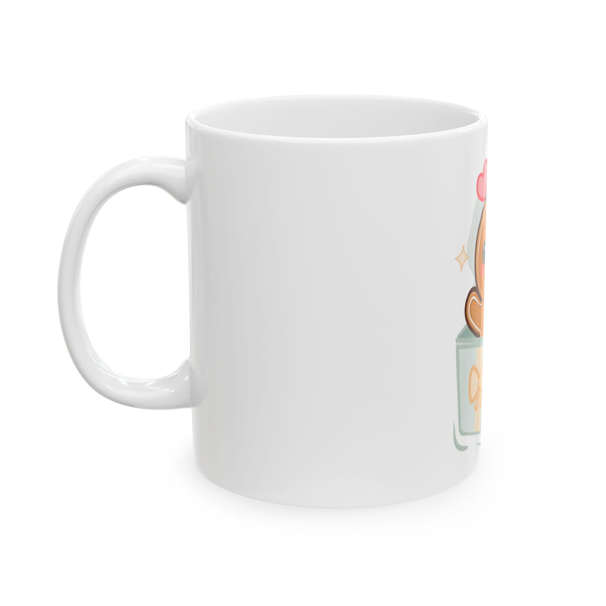 Gingerbread Gift Mug, Cute Kawaii Holiday Ceramic Cup