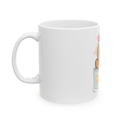 Gingerbread Gift Mug, Cute Kawaii Holiday Ceramic Cup