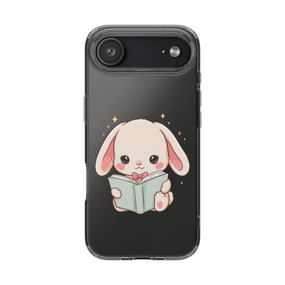 Kawaii Reading Bunny Clear Impact-Resistant Case