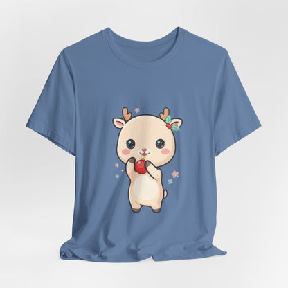 Kawaii Reindeer Christmas T-Shirt for Cute Holiday Style