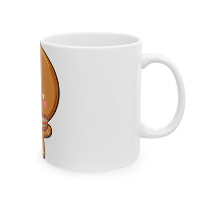 Gingerbread Man Christmas Mug, Cute Holiday Ceramic Coffee Cup