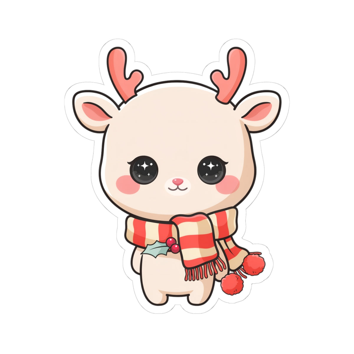 Kawaii Reindeer Sticker, Cute Christmas Gift for Journals