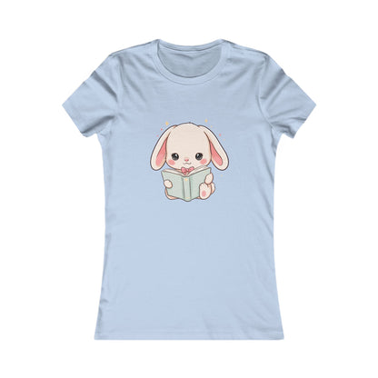 Kawaii Reading Bunny Women's Tee for Book Lovers