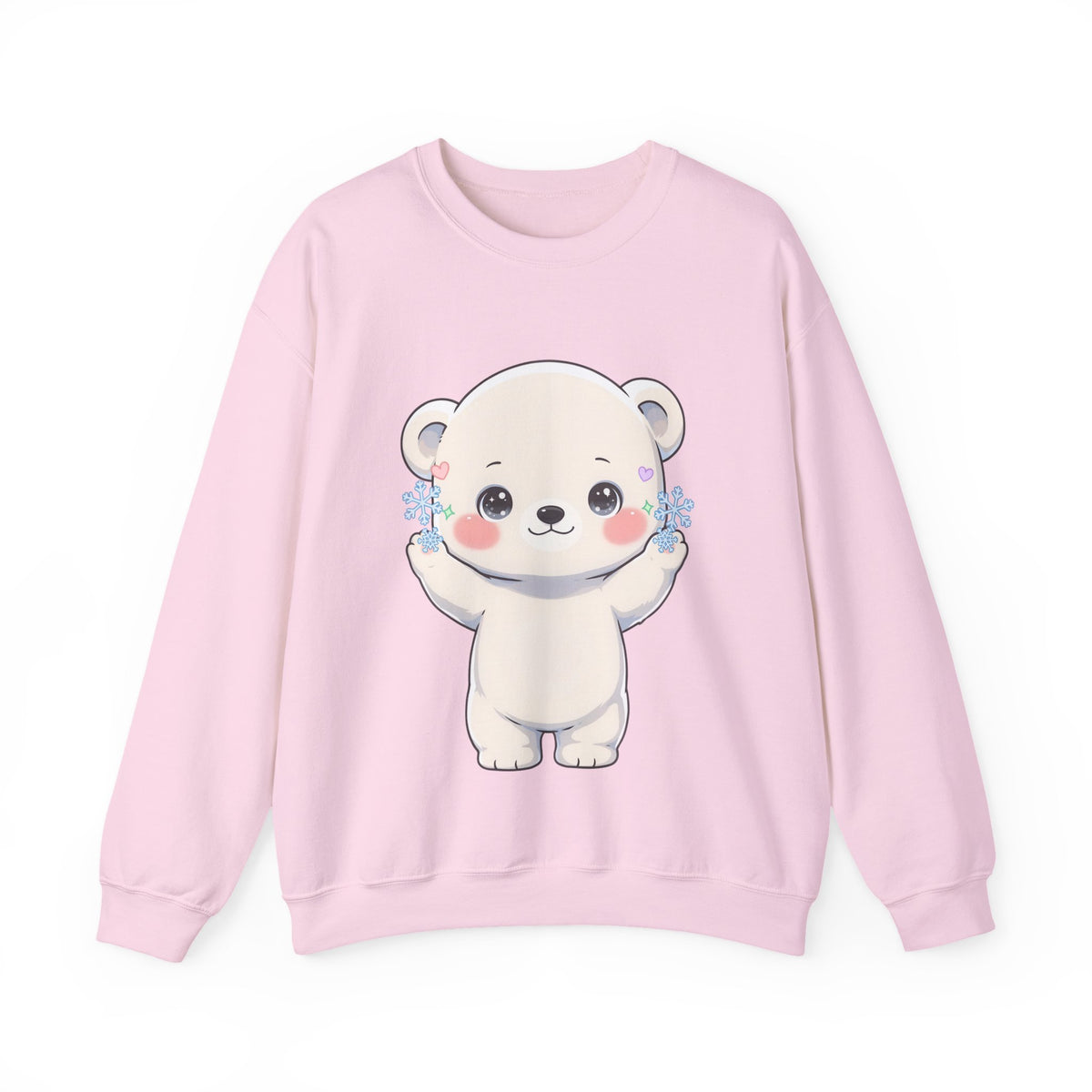 Kawaii Polar Bear Sweatshirt, Cute Snowflake Crewneck