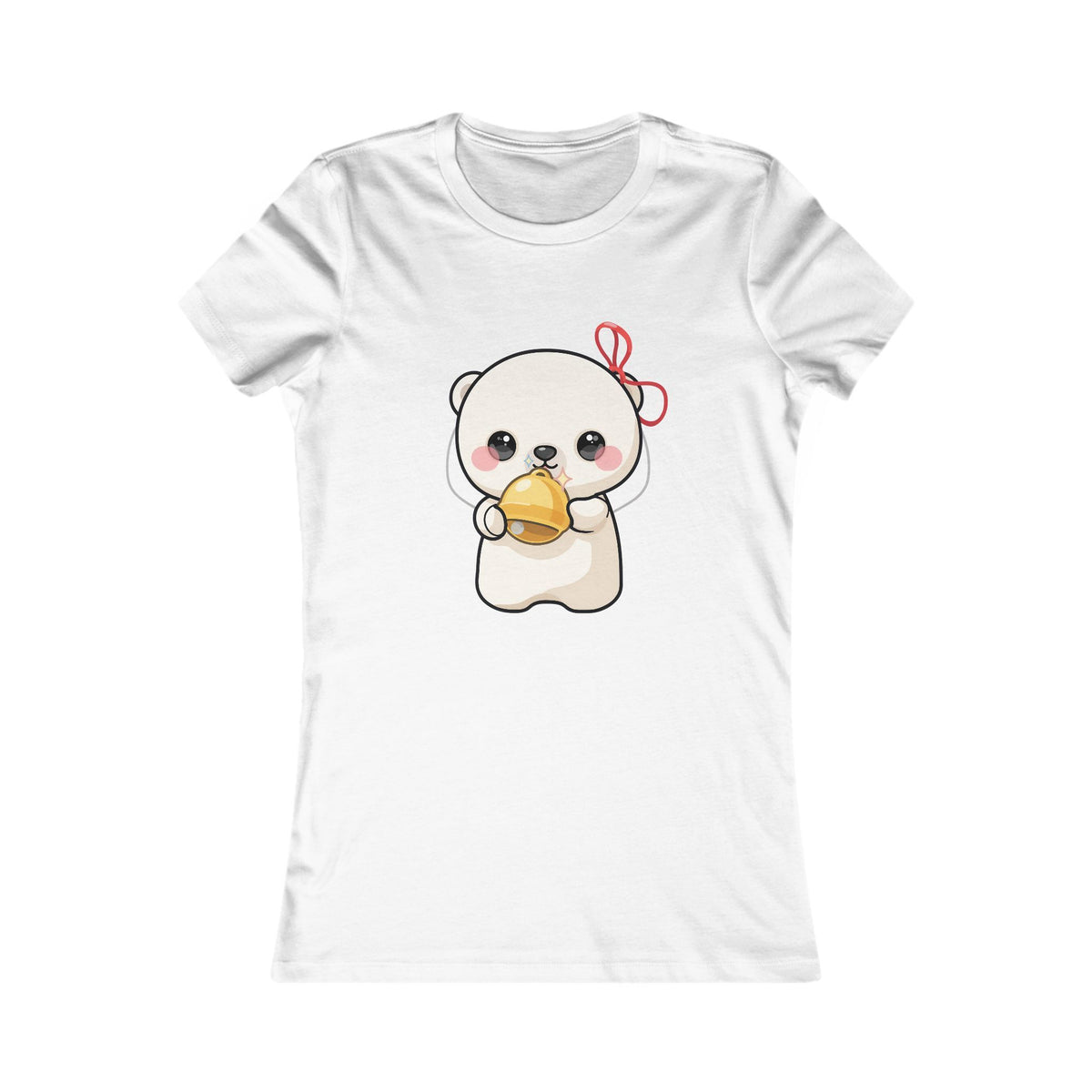 Kawaii Polar Bear Christmas Tee for Women