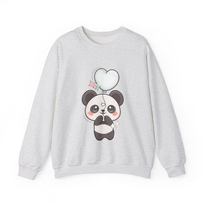 Kawaii Panda Sweatshirt with Heart Balloon
