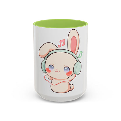 Kawaii Bunny Music Mug, Cute Accent Coffee Mug