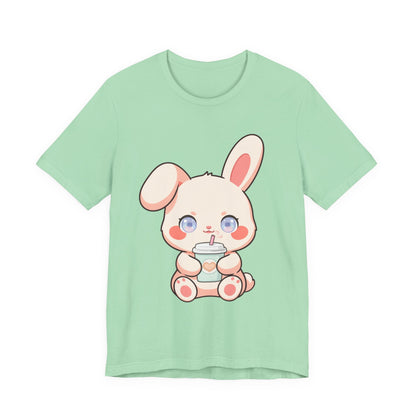 Kawaii Bunny Coffee T-Shirt: Cute Latte Lover Tee