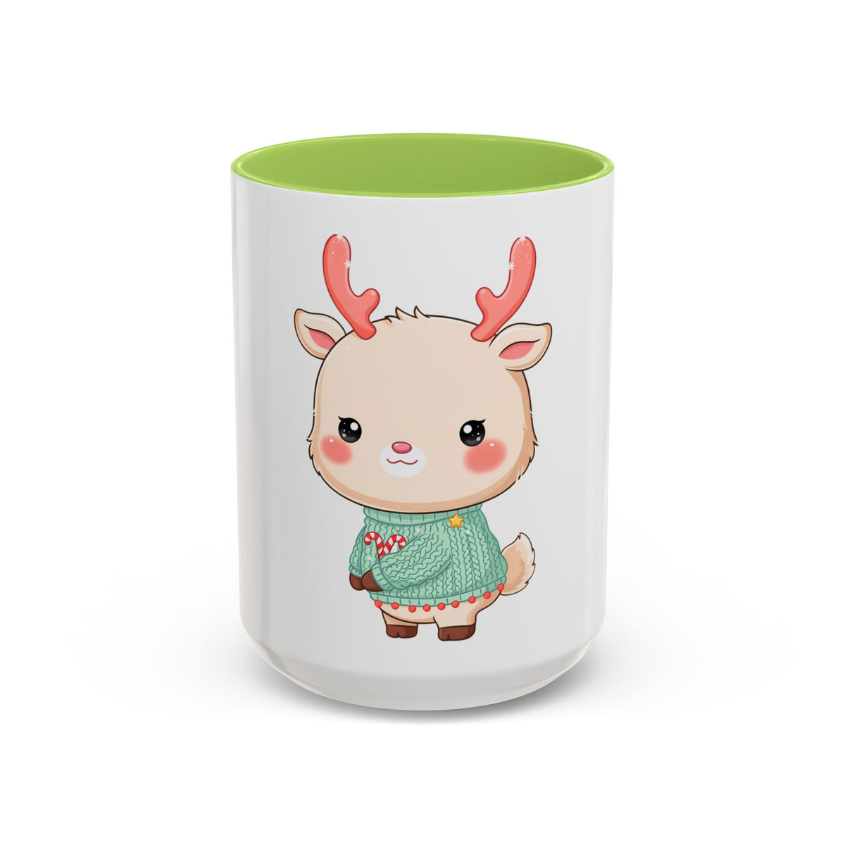 Kawaii Reindeer Christmas Mug – Cute Holiday Accent Coffee Mug