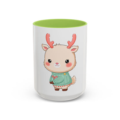 Kawaii Reindeer Christmas Mug – Cute Holiday Accent Coffee Mug