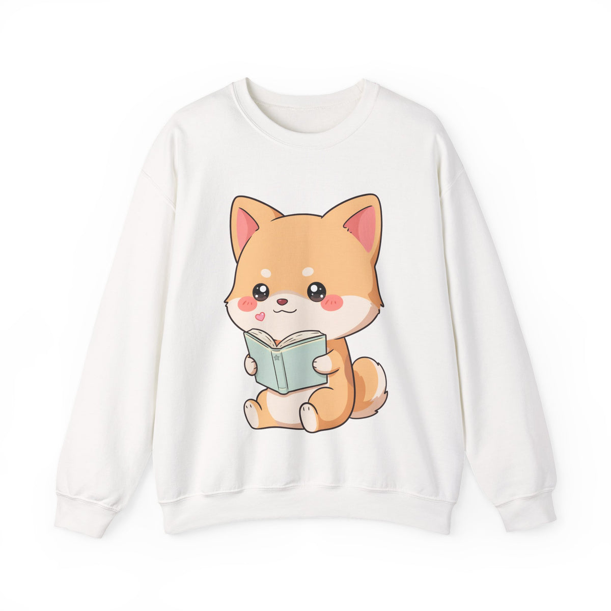 Reading Shiba Inu Sweatshirt, Cute Kawaii Book Lover Gift