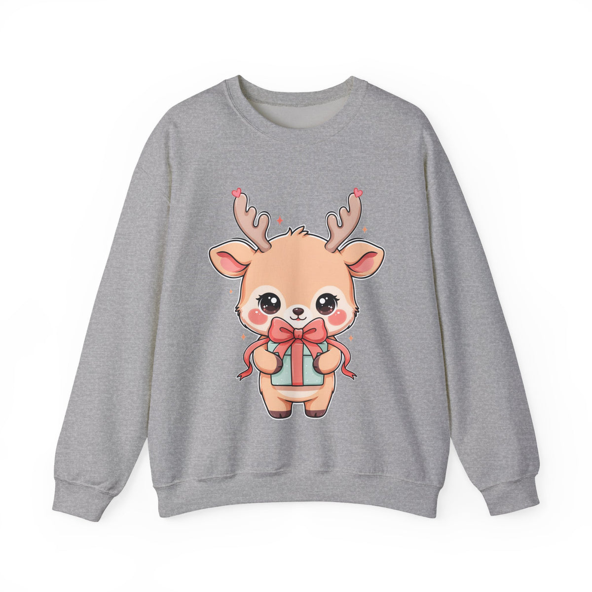 Kawaii Reindeer Christmas Sweatshirt, Cute Gift Crewneck