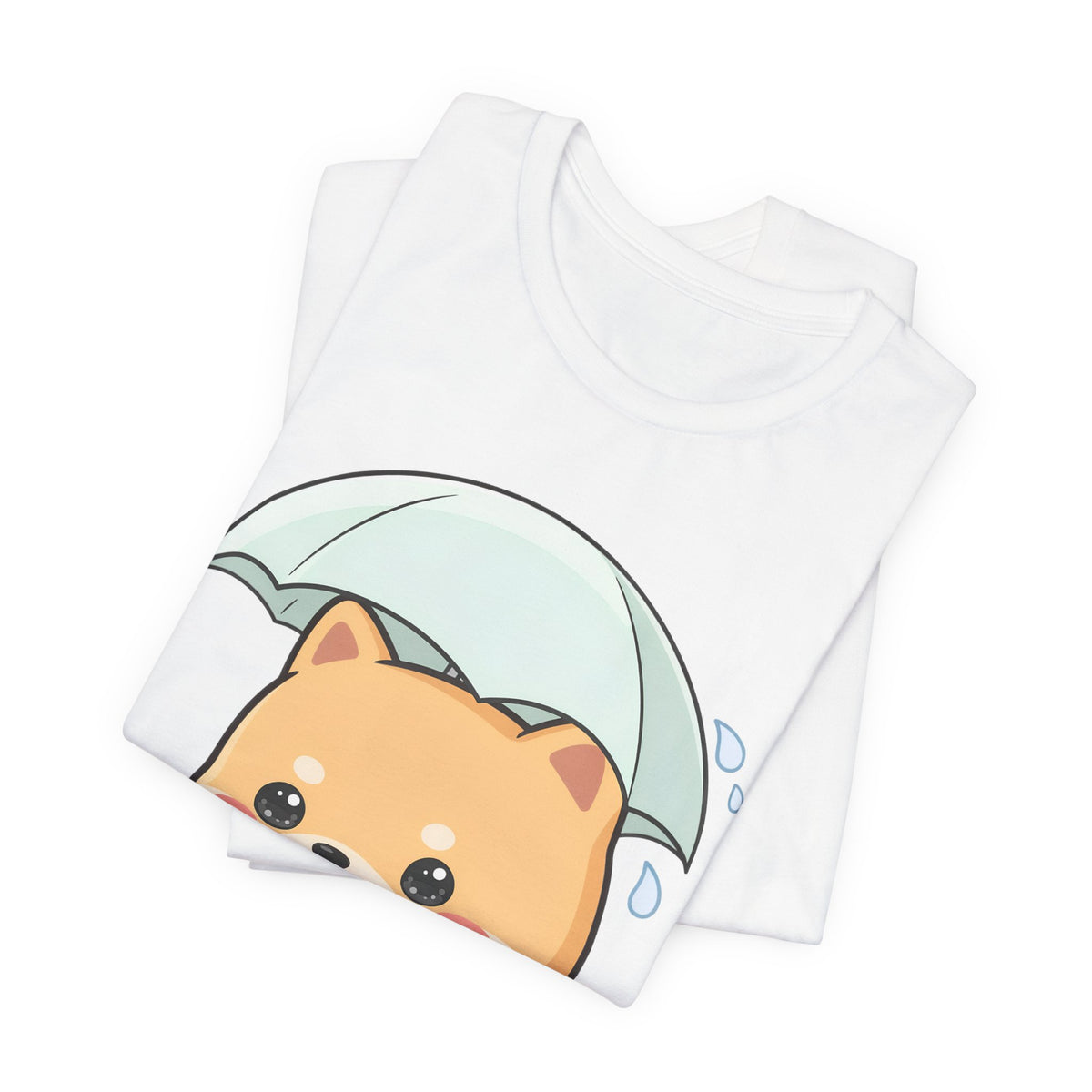 Kawaii Shiba Inu Umbrella T-Shirt for Rainy Day Fans