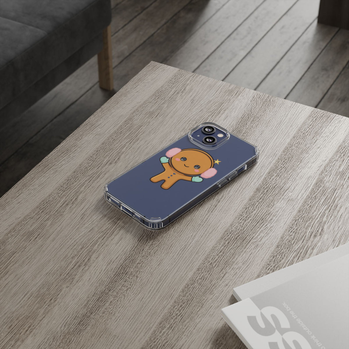 Kawaii Gingerbread Phone Case, Cute Winter Character