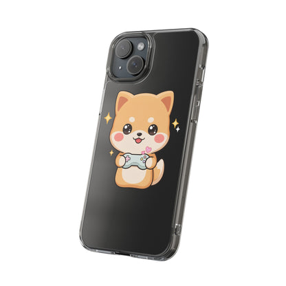 Kawaii Shiba Inu Gamer Phone Case, Clear Impact-Resistant