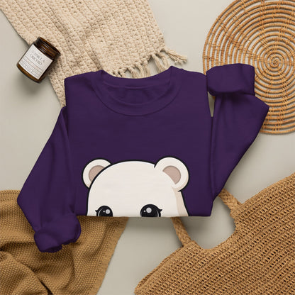 Cute Polar Bear Sweatshirt, Kawaii Ice Skating Cub