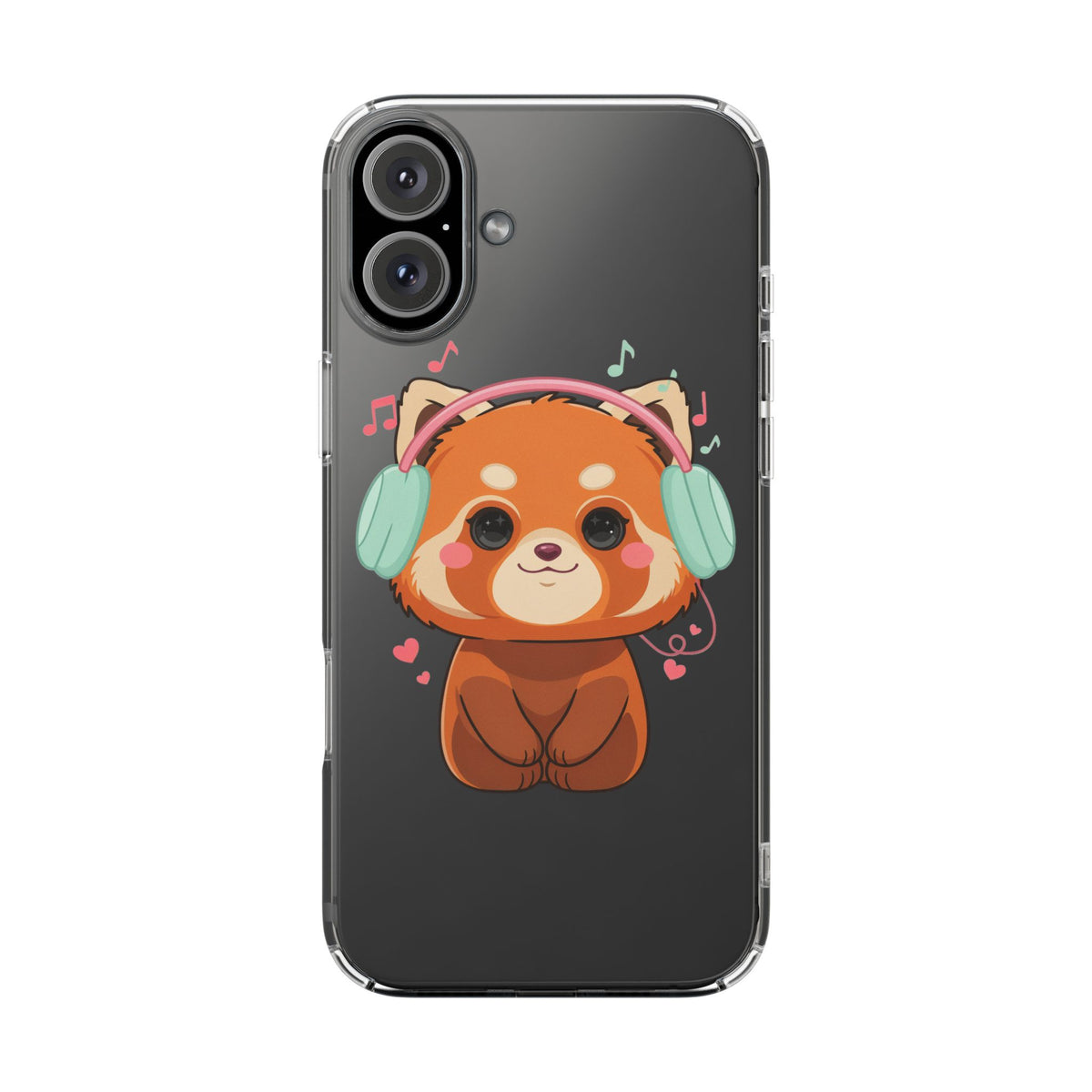 Red Panda Phone Case, Kawaii Music Lover Clear Case