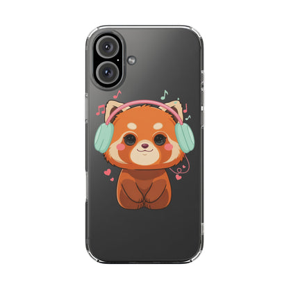 Red Panda Phone Case, Kawaii Music Lover Clear Case