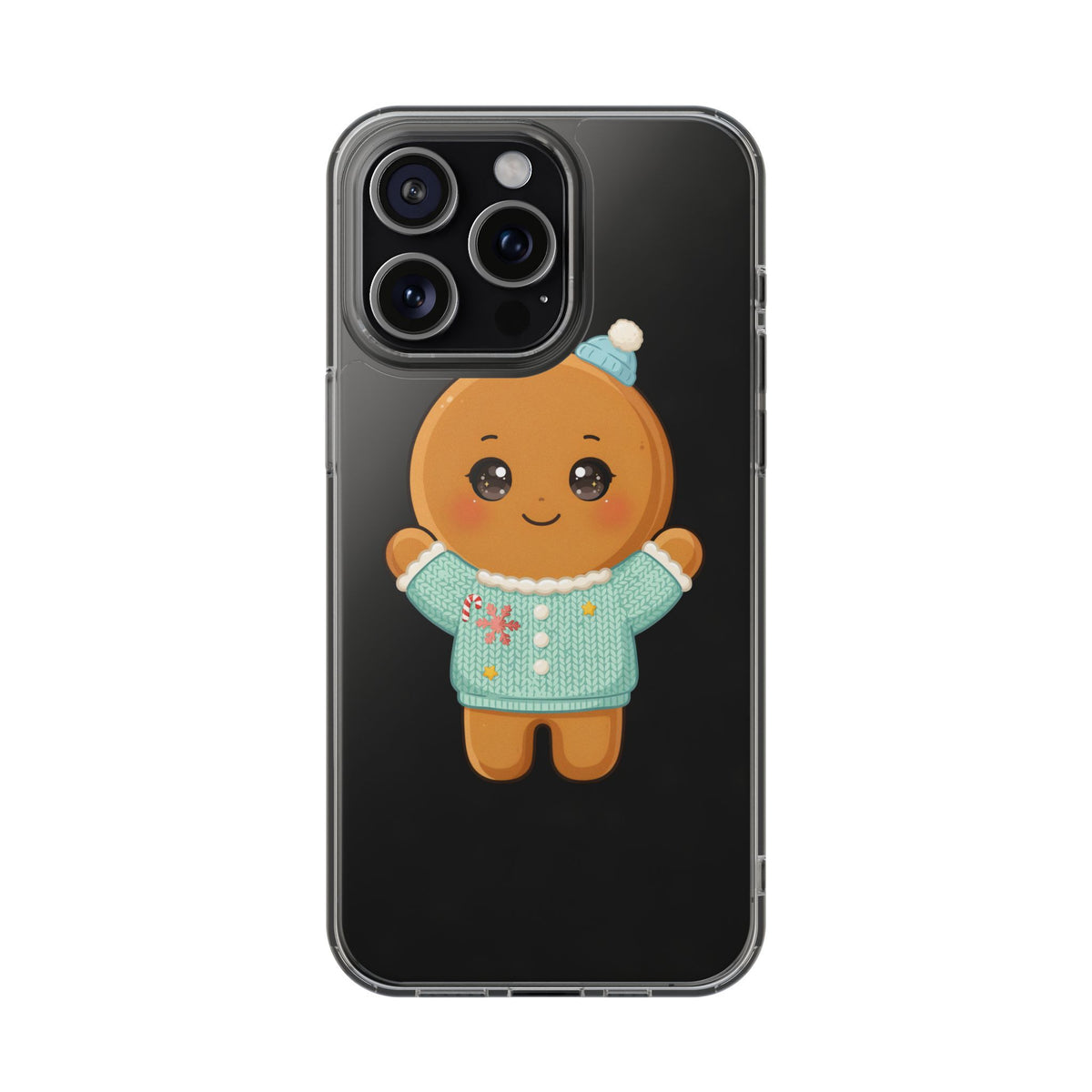 Kawaii Gingerbread Phone Case, Cute Christmas Sweater Cookie