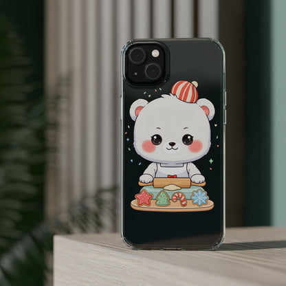 Christmas Bear Cookie Baking Clear Phone Case
