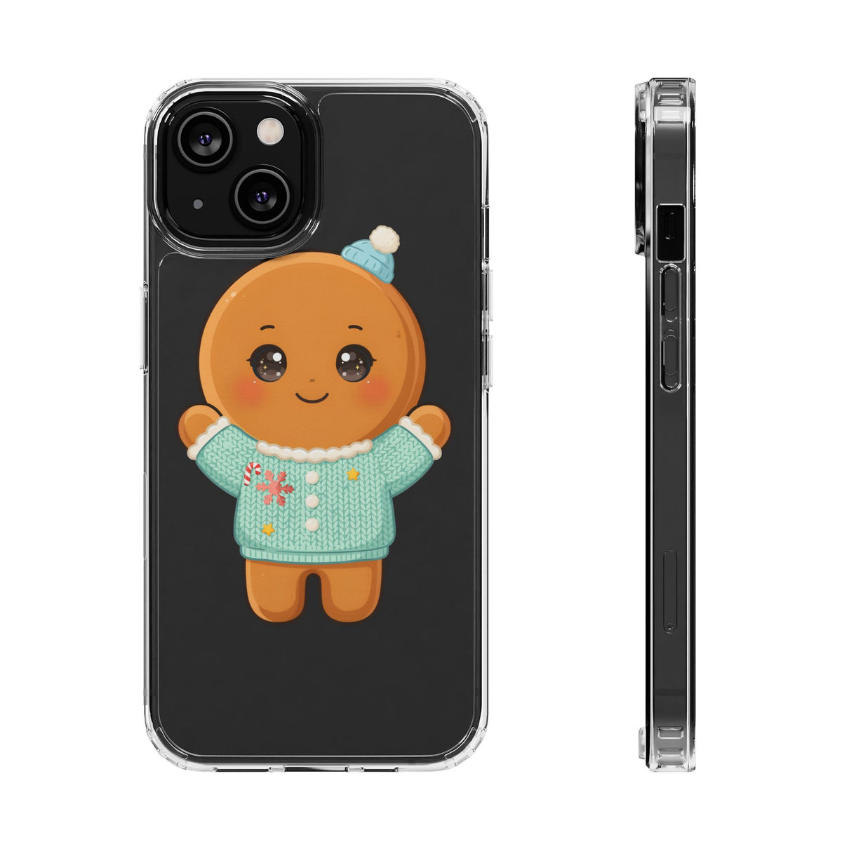 Kawaii Gingerbread Phone Case, Cute Christmas Sweater Cookie