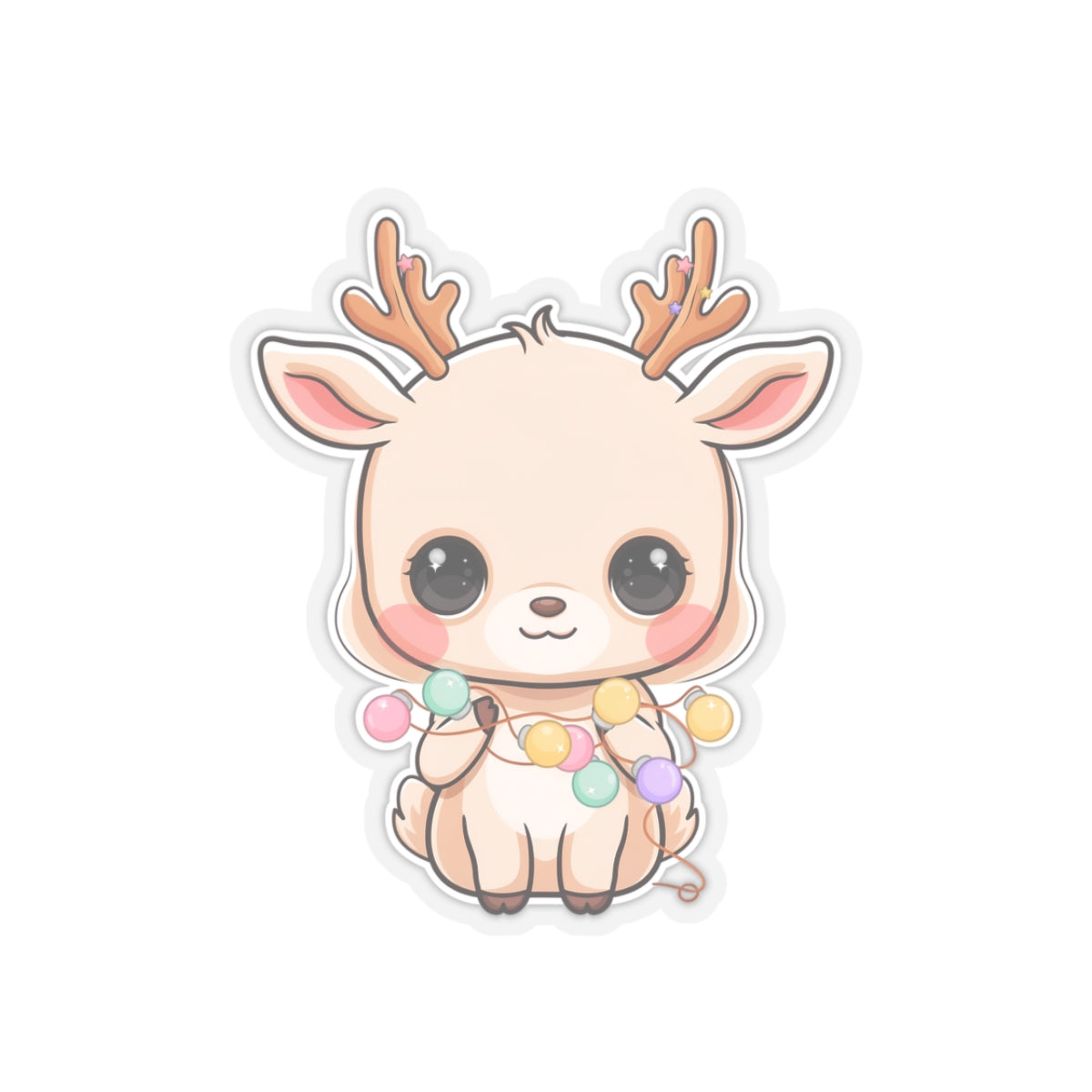 Kawaii Reindeer Sticker for Cute Holiday Decor