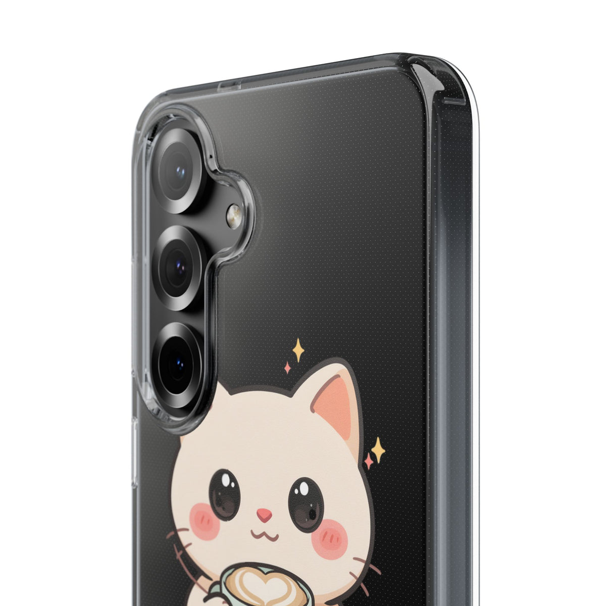 Kawaii Cat Latte Phone Case, Clear Impact-Resistant