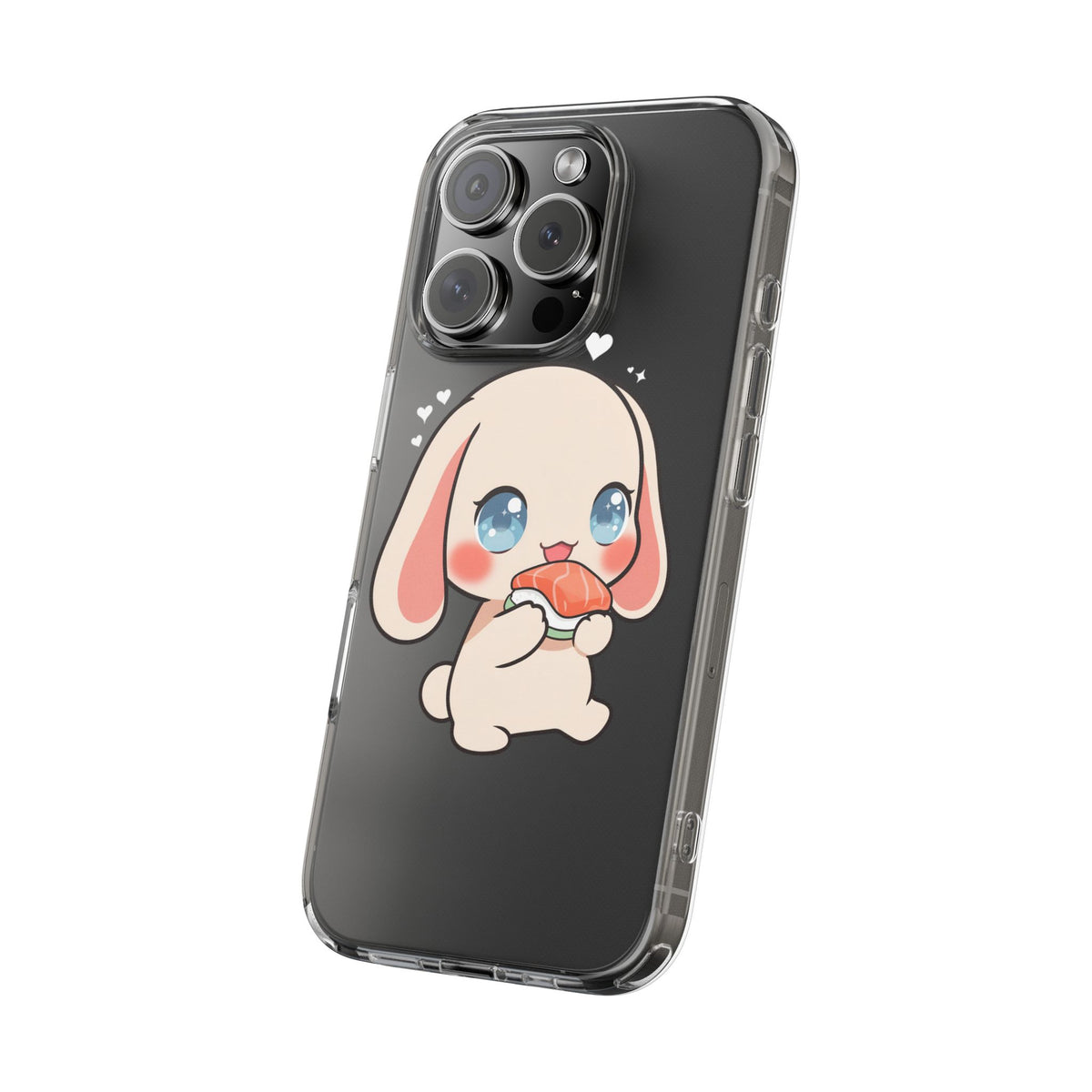 Kawaii Bunny Sushi Phone Case, Clear Impact-Resistant