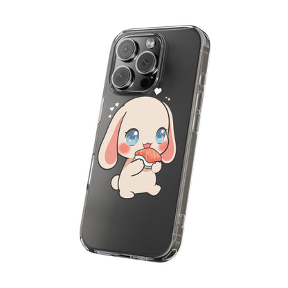 Kawaii Bunny Sushi Phone Case, Clear Impact-Resistant