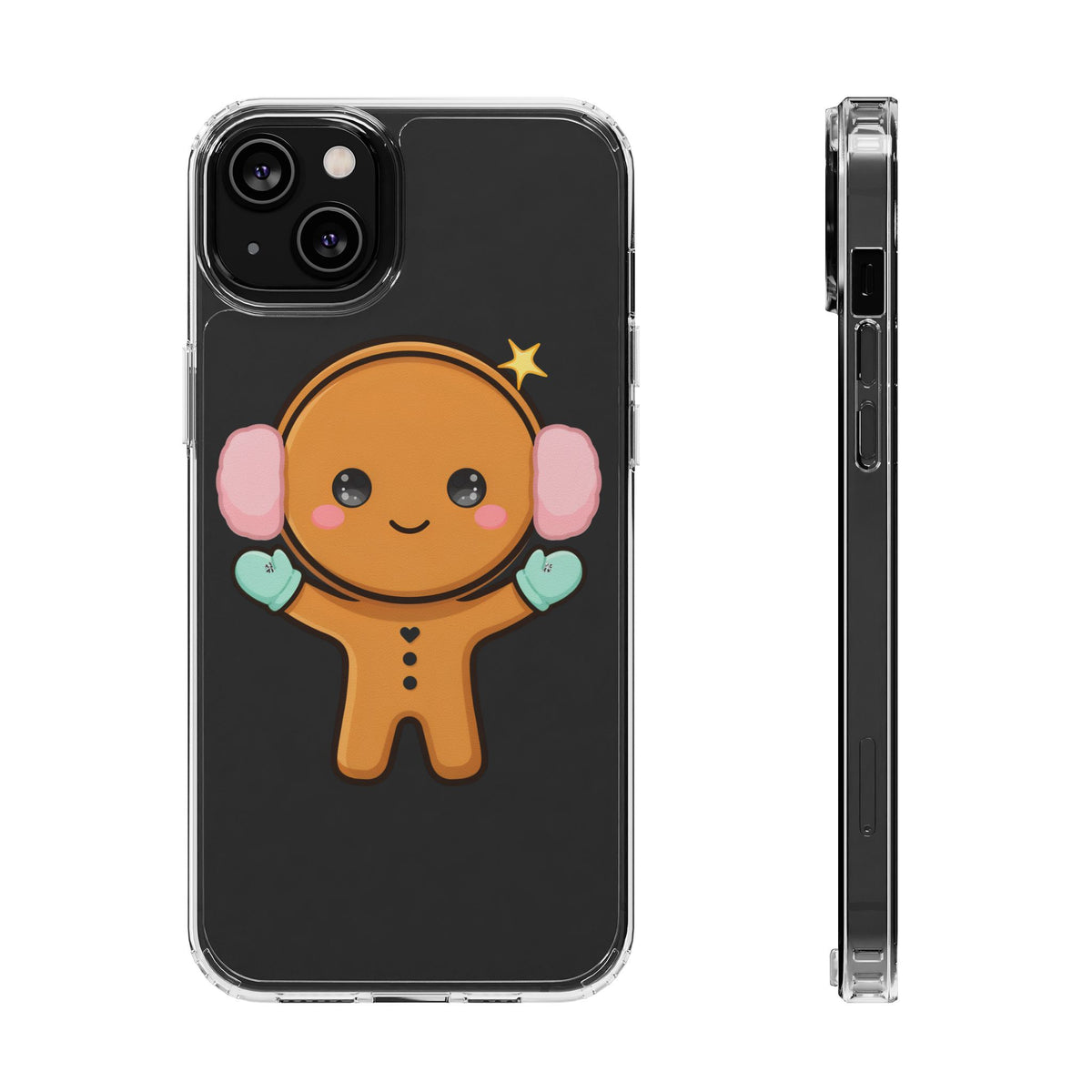 Kawaii Gingerbread Phone Case, Cute Winter Character