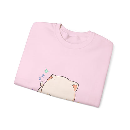 Kawaii Sleeping Cat Sweatshirt, Cozy Cloud Cat Crewneck