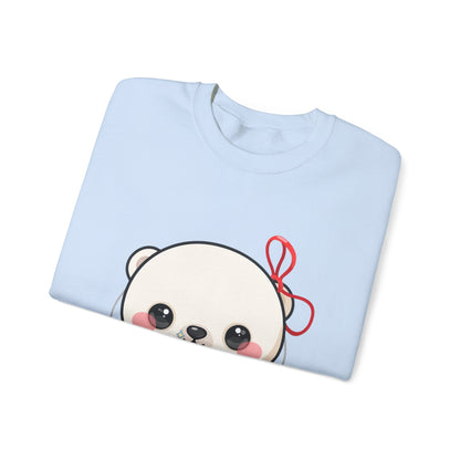 Kawaii Polar Bear Sweatshirt, Jingle Bell Holiday Crewneck