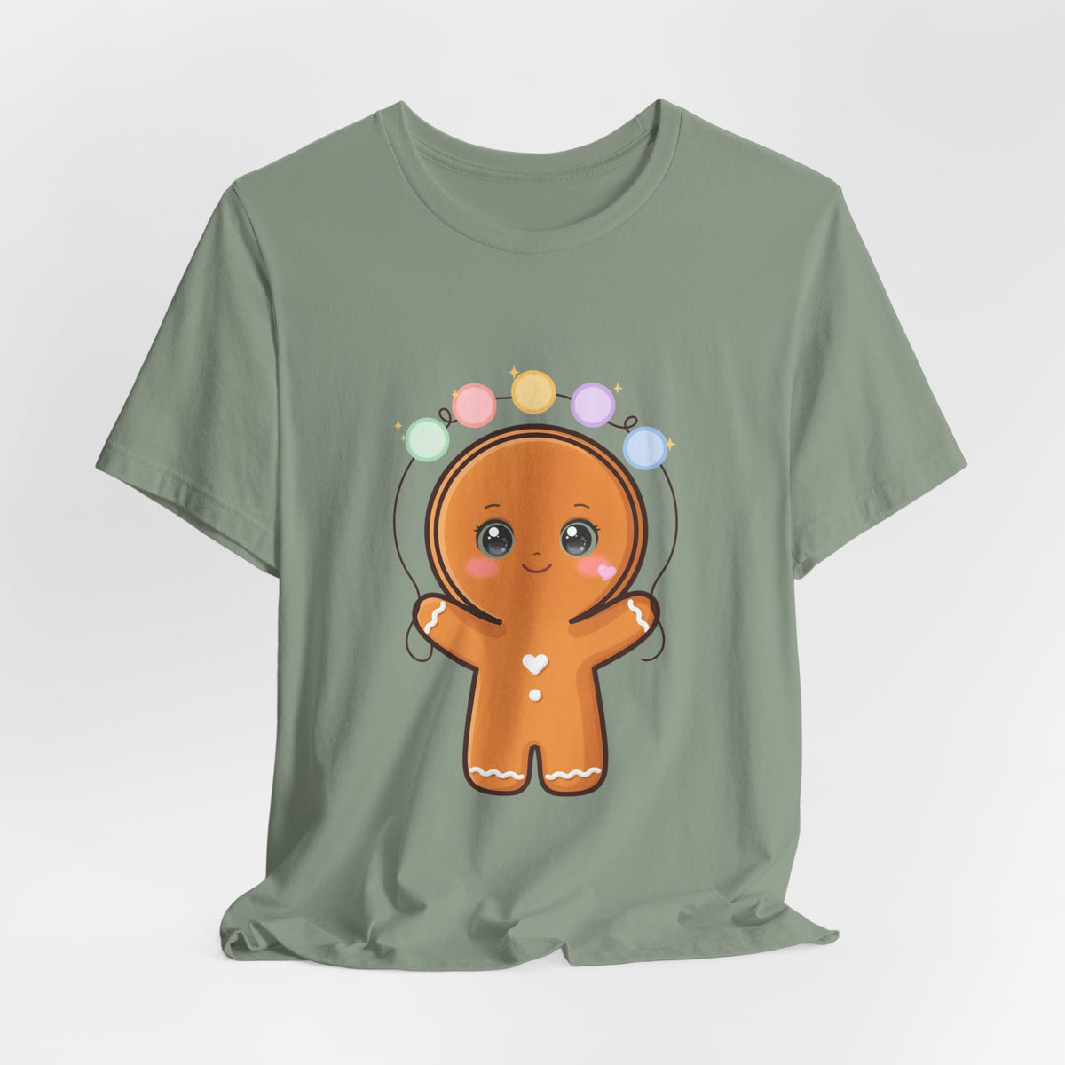 Kawaii Gingerbread Man Christmas T-Shirt, Cute Holiday Tee