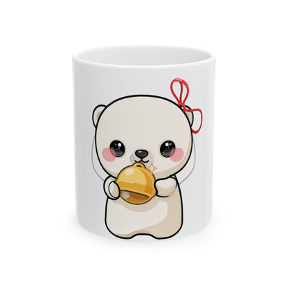 Kawaii Polar Bear Mug – Cute Jingle Bell Cub