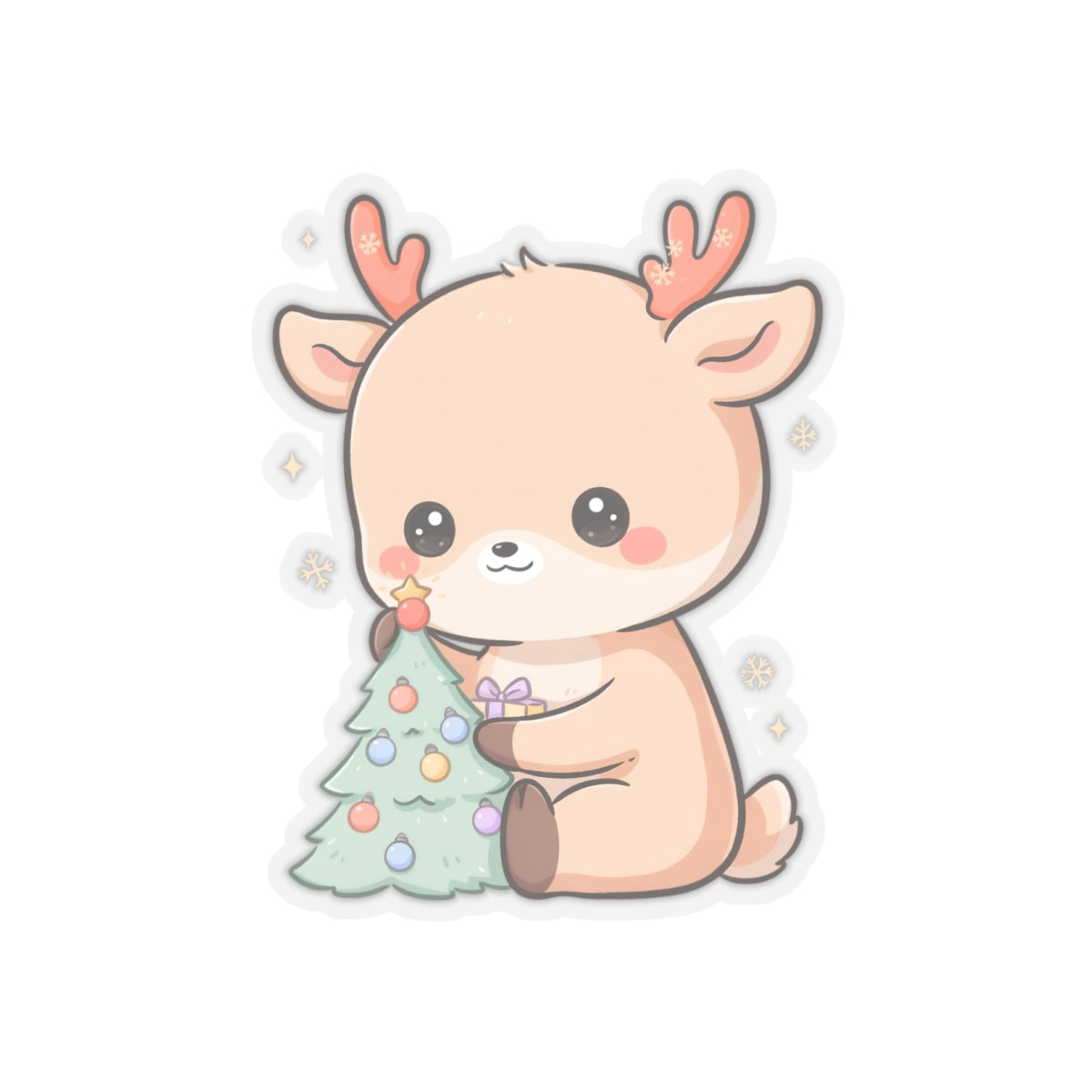 Kawaii Christmas Reindeer Kiss-Cut Sticker