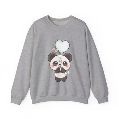 Kawaii Panda Sweatshirt with Heart Balloon