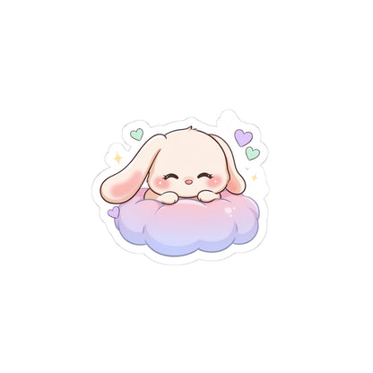 Kawaii Bunny Sticker on a Cloud for Cozy-Day Fans