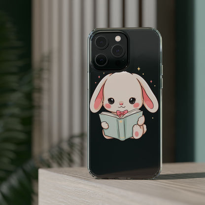 Kawaii Reading Bunny Clear Impact-Resistant Case