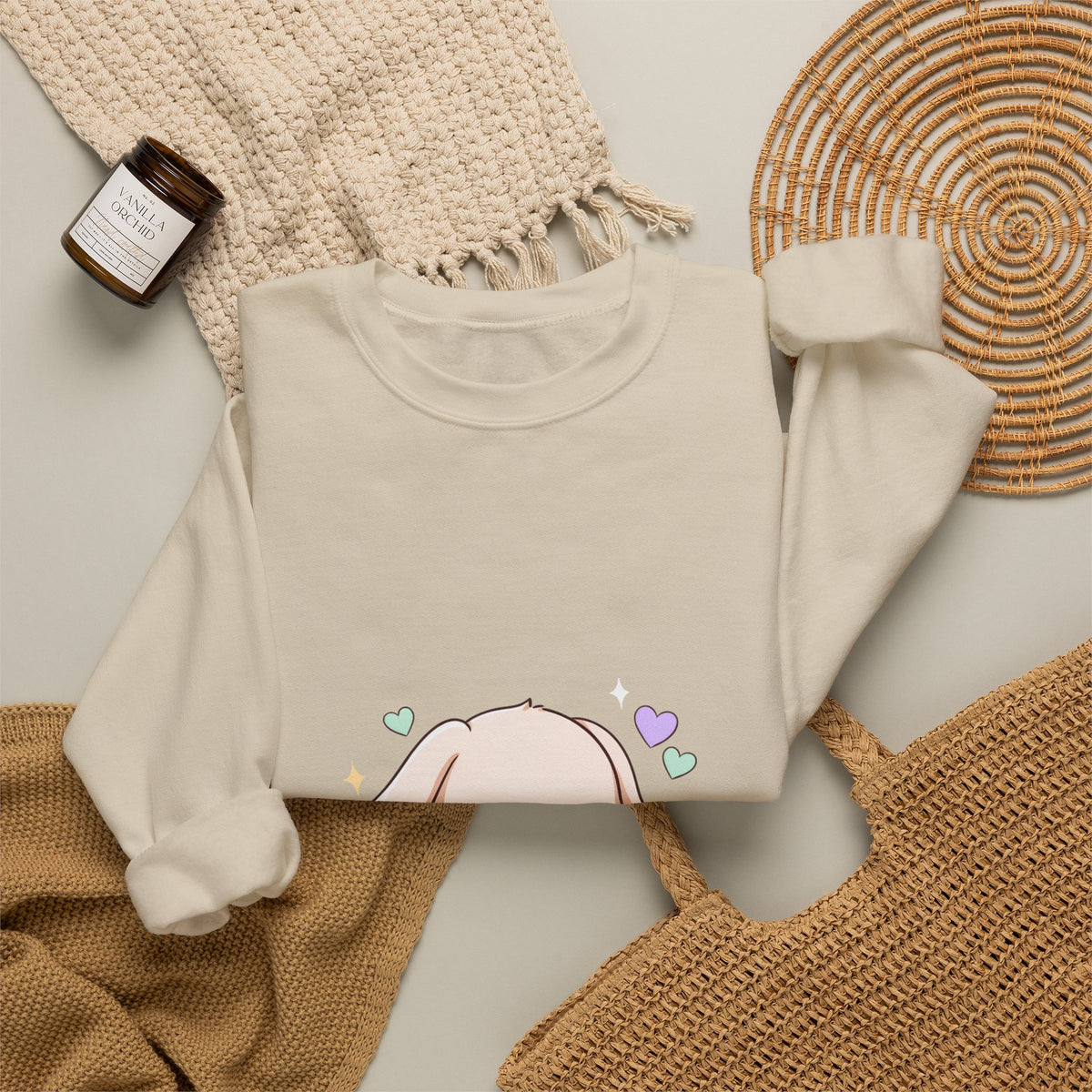 Kawaii Bunny Sweatshirt, Sleeping Cloud Chibi Crewneck