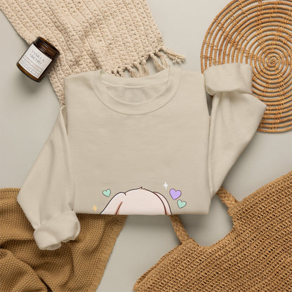 Kawaii Bunny Sweatshirt, Sleeping Cloud Chibi Crewneck