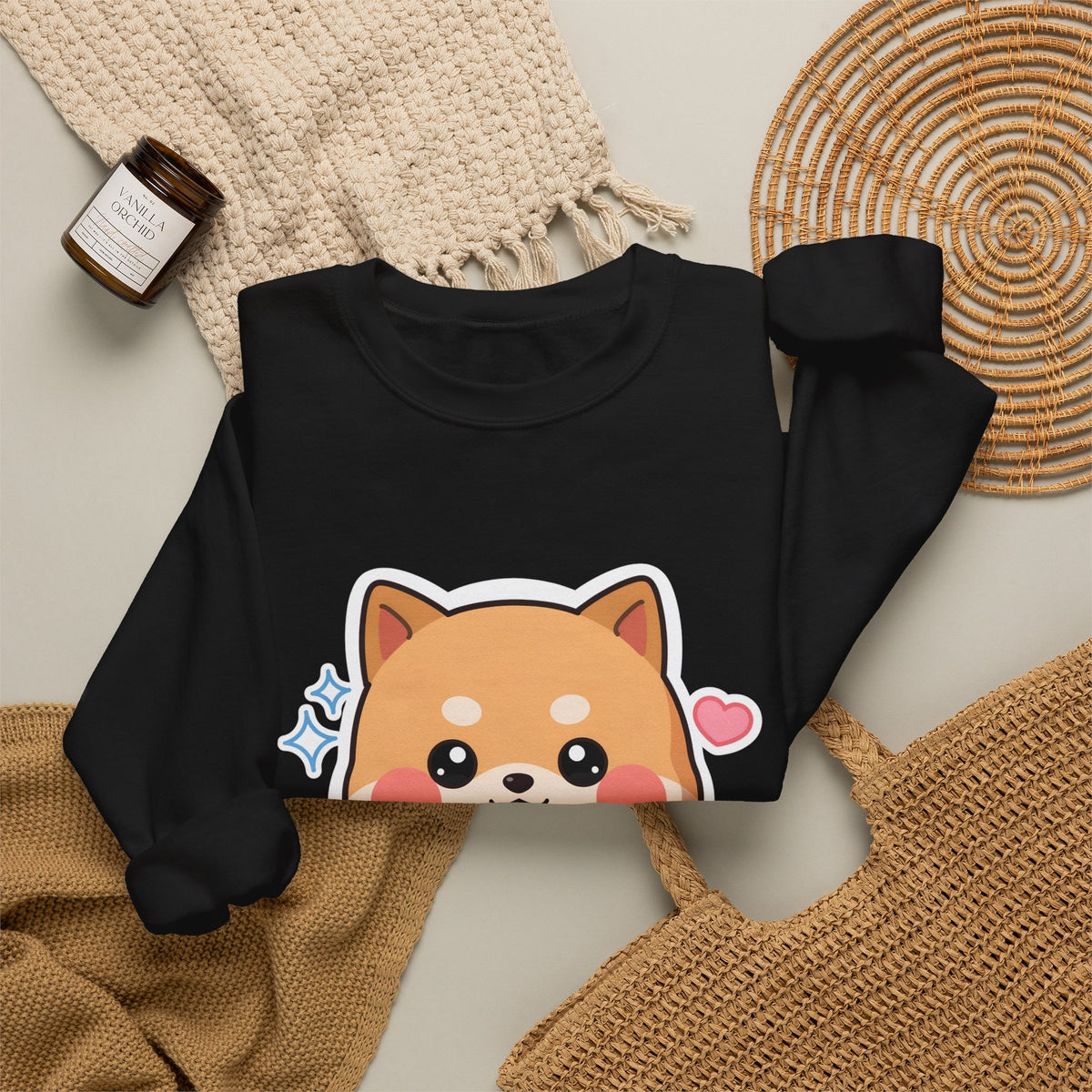 Kawaii Shiba Inu Sweatshirt, Cute Plant Lover Crewneck