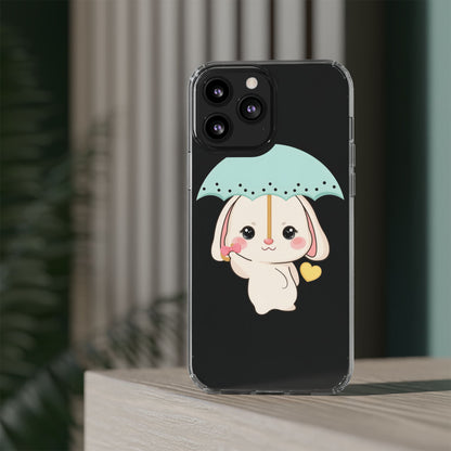 Kawaii Bunny Phone Case with Umbrella | Cute Clear Case