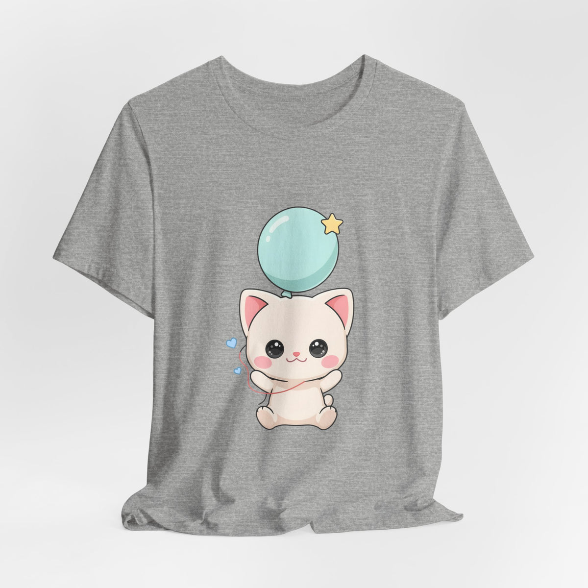 Kawaii Cat Balloon T-Shirt, Cute Chibi Kitty Tee