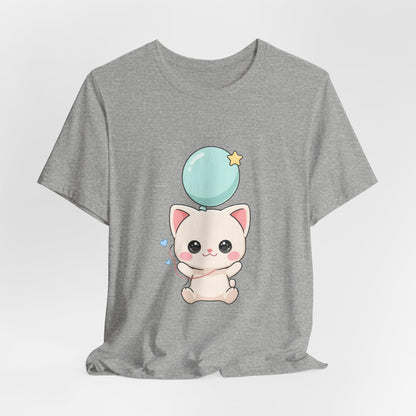 Kawaii Cat Balloon T-Shirt, Cute Chibi Kitty Tee