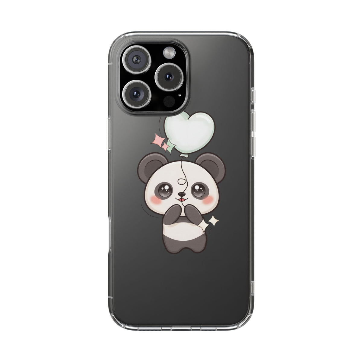 Kawaii Panda Clear Phone Case with Balloon
