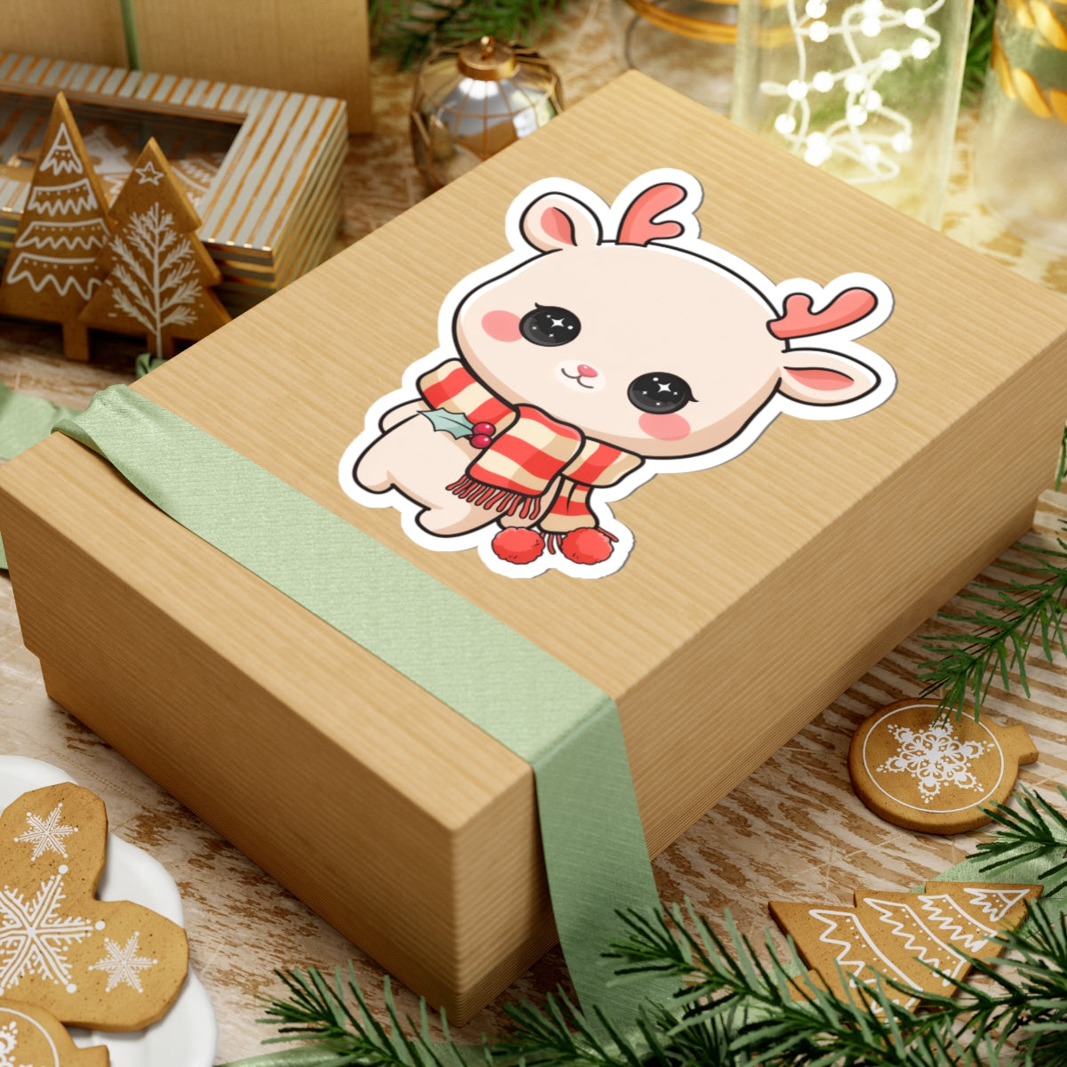 Kawaii Reindeer Sticker, Cute Christmas Gift for Journals