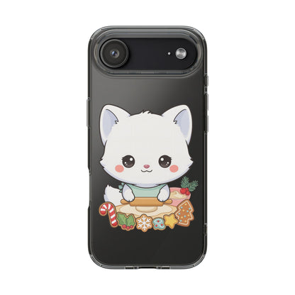 Christmas Fox Clear Phone Case, Kawaii Cookie Baker