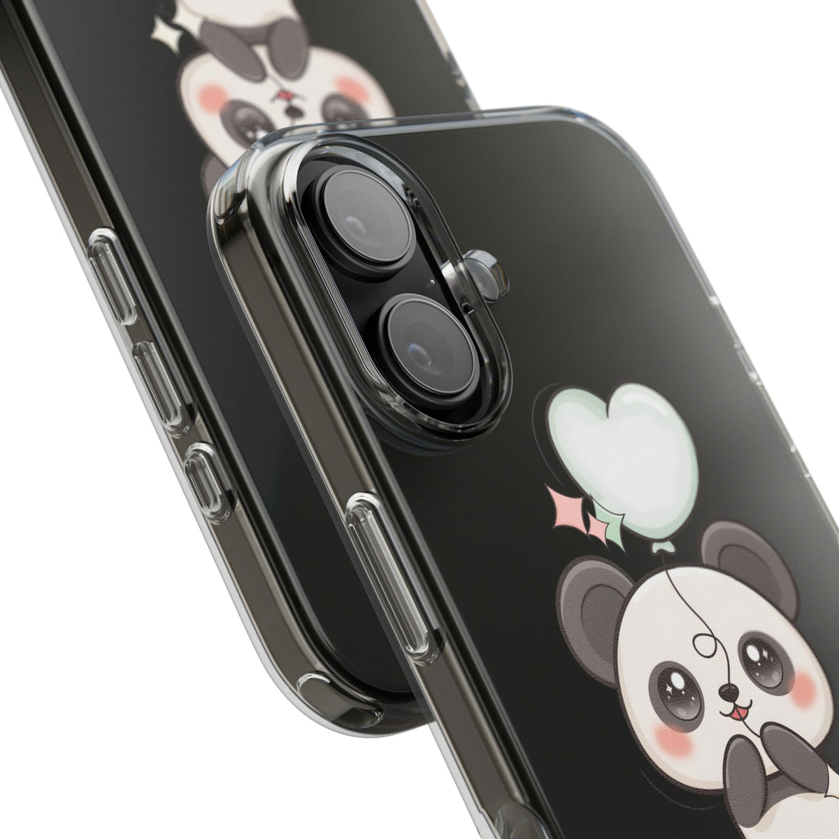 Kawaii Panda Clear Phone Case with Balloon