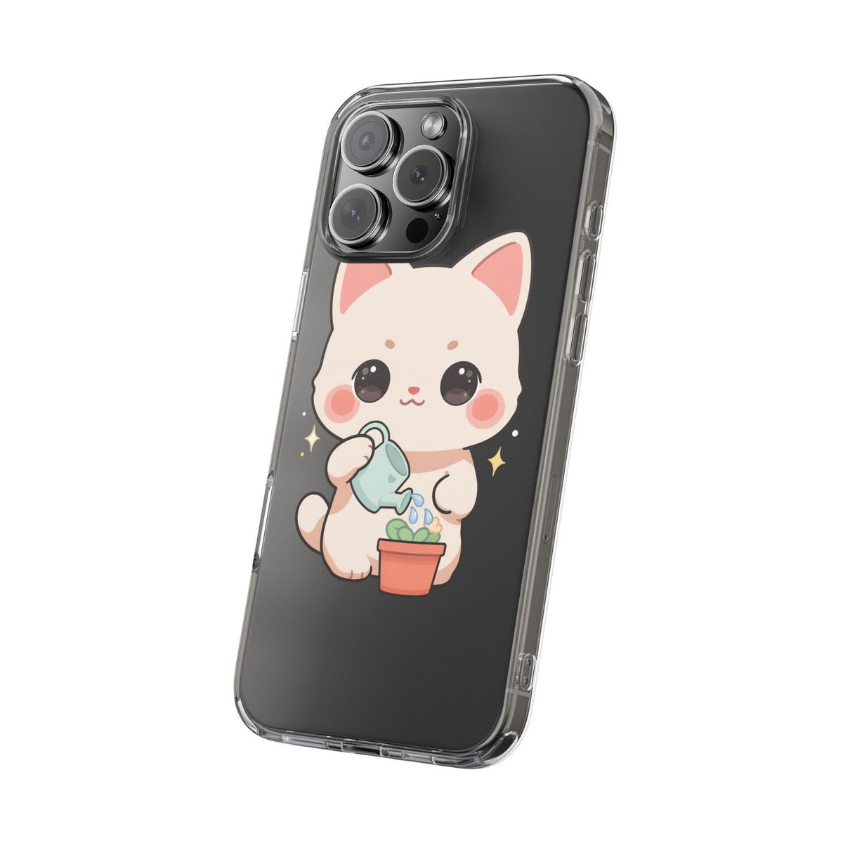 Kawaii Cat Phone Case, Cute Plant Lover Gift